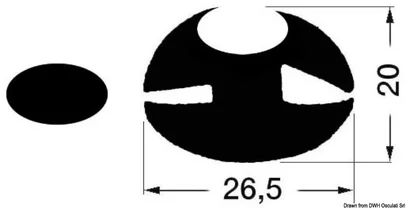 profil za brtvljenje prozora - crni PVC, 26,5x20 mm