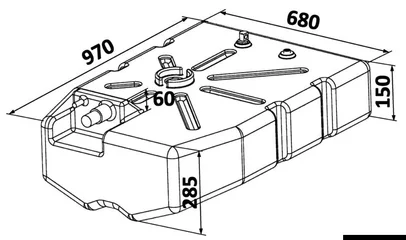 spremnik, rezervoar za benzin - 116 l, 970x680x285+60 mm