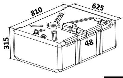 spremnik, rezervoar za benzin - 134 l, 810x625x315+48 mm