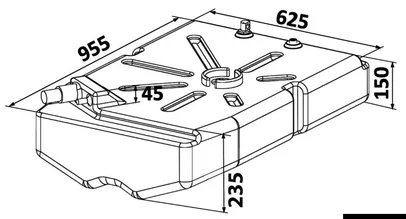 spremnik, rezervoar za benzin - 99 l, 955x625x235+45 mm