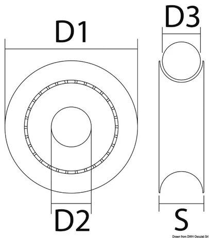 kolotur od Derlina sa kuglama od inoxa - crni, 38x8,8x12 mm